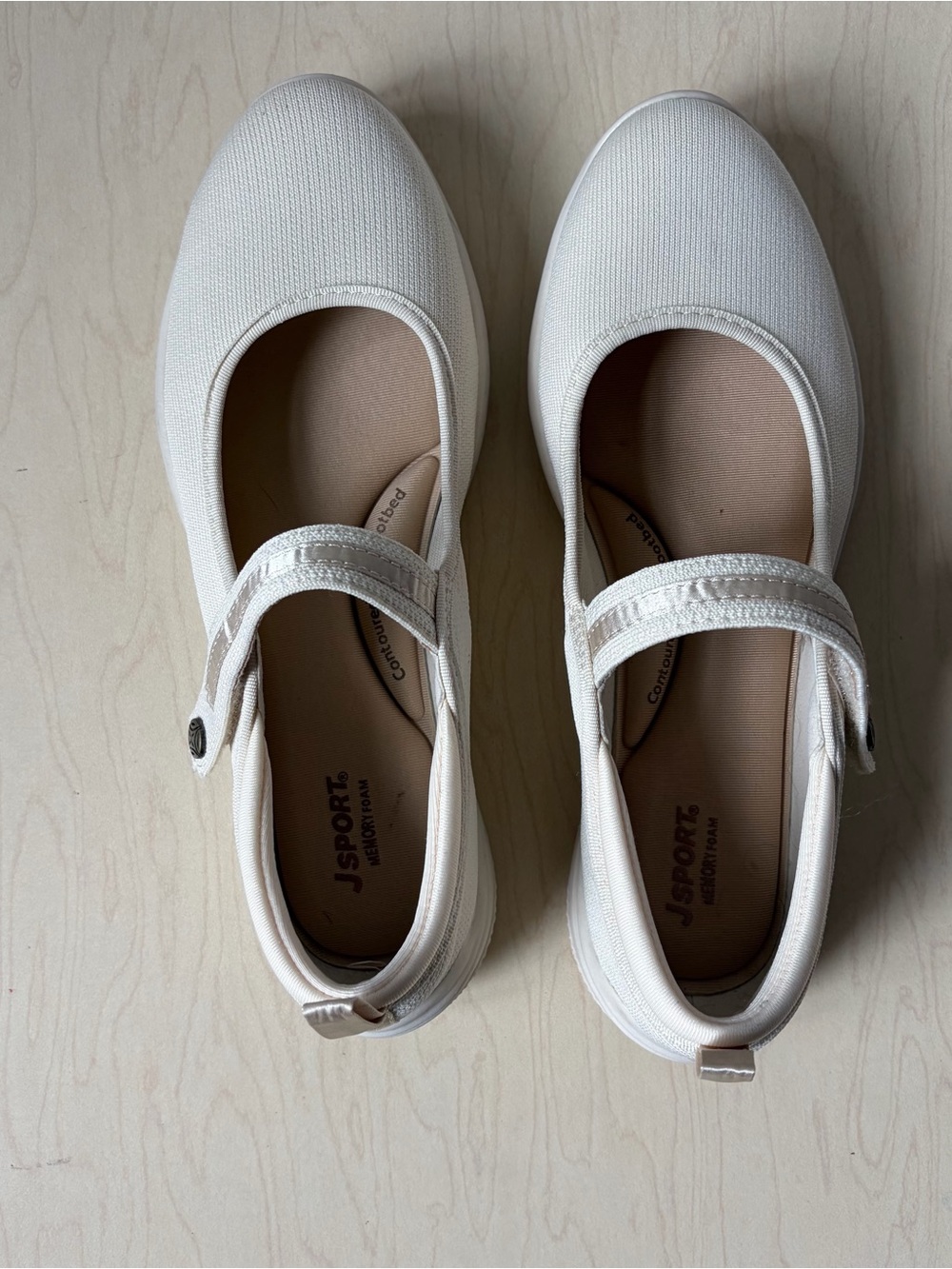 JSport Women's 8.5 Mary Jane Comfort Flats in Cream
